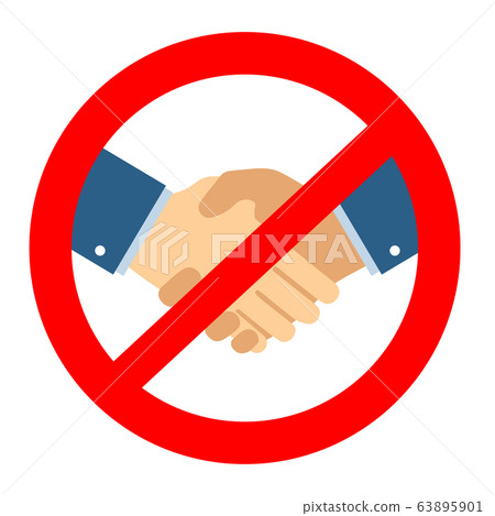 Handshake ban sign. Coronavirus pandemic Handshake ban sign. Coronavirus pandemic 63895901