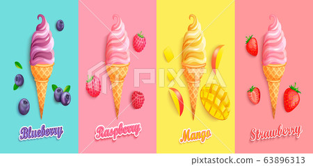 Strawberry,mango,blueberry, raspberry Ice creams. 63896313