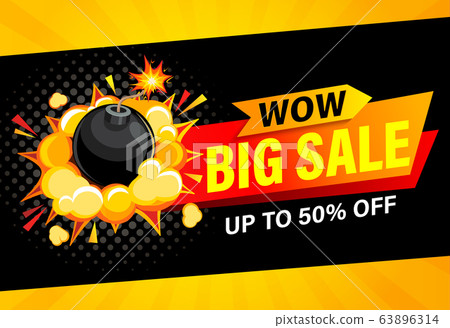 Wow, Big sale banner. Up to 50 percent off. 63896314