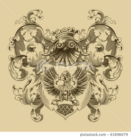 Coat of arms in a medieval style. 63896679