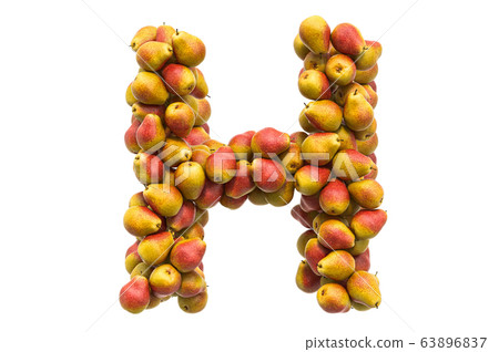 Letter H from pears, 3D rendering Letter H from pears, 3D rendering 63896837