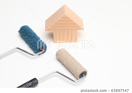 Image of painting the exterior walls of a house Image of painting the exterior walls of a house 63897547