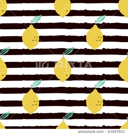 seamless pattern lemon isolated on striped black - Stock Illustration ...