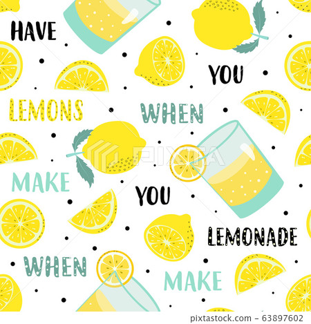 seamless cartoon lemon pattern on white background 63897602