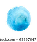 Watercolor blue round abstract background isolated 63897647