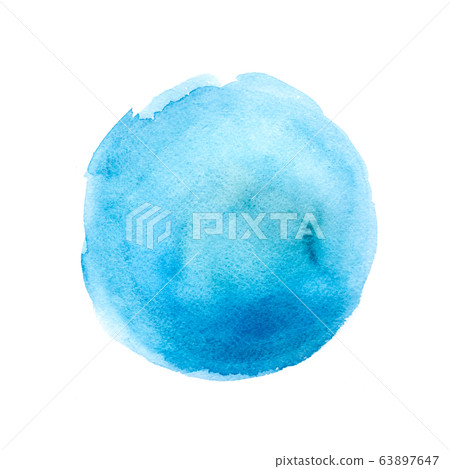 Watercolor blue round abstract background isolated 63897647