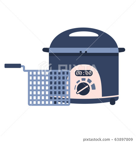 Flat vector fryer icon, deep frying machine 63897809