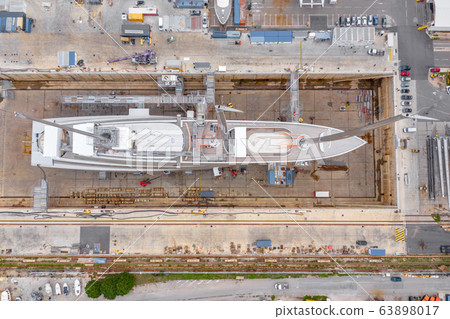 Aerial view of sea dry dock in La Ciotat city, Aerial view of sea dry dock in La Ciotat city, 63898017