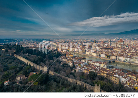 Aerial panorama of Florence at sunrise, Firenze, 63898177