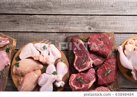 Assortment of meat and seafood 63898484