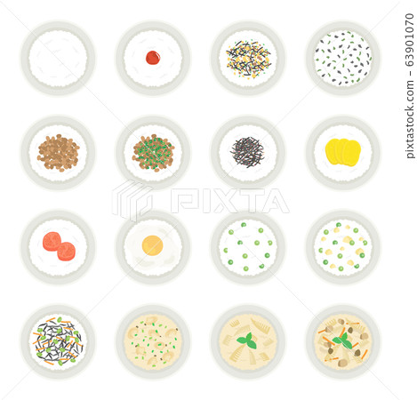 米飯和配菜的插圖 63901070