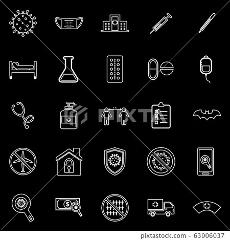 Coronavirus line icons on white background 63906037