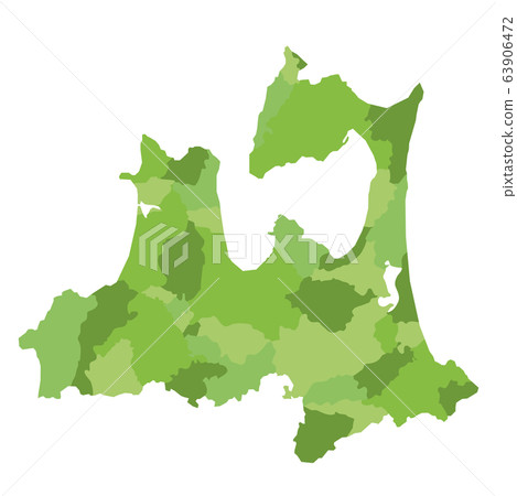 Aomori Prefecture Map Municipalities - Stock Illustration [63906472