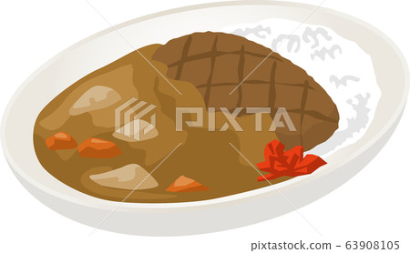 Hamburger curry rice image illustration 63908105