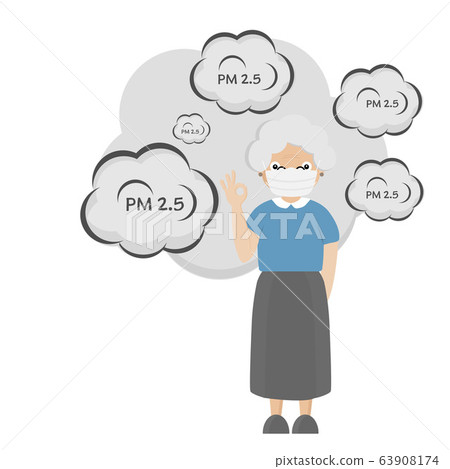 Cartoon Senior People wearing mask for protect pm2.5. 63908174