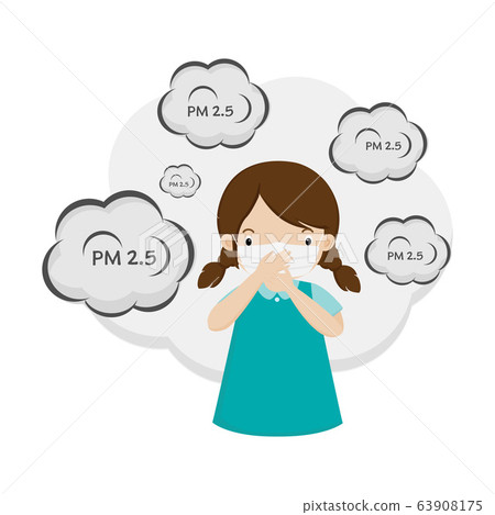 Cartoon Little Girl wearing mask for protect pm2.5. 63908175