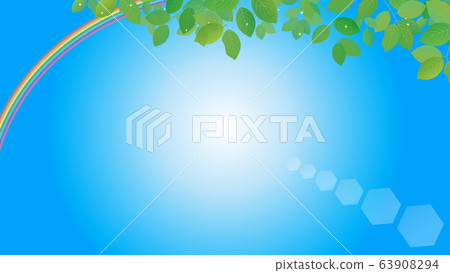 Beautiful rainbow and blue sky background illustration 63908294