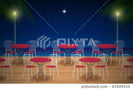 outdoor cafe at the beach in the night 63909420