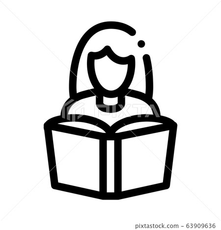 reading girl icon vector outline illustration reading girl icon vector outline illustration 63909636