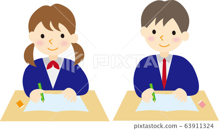 Male and female studying - Stock Illustration [63911324] - PIXTA