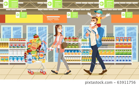 Family Stocks Groceries During a City Pandemic Family Stocks Groceries During a City Pandemic 63911756
