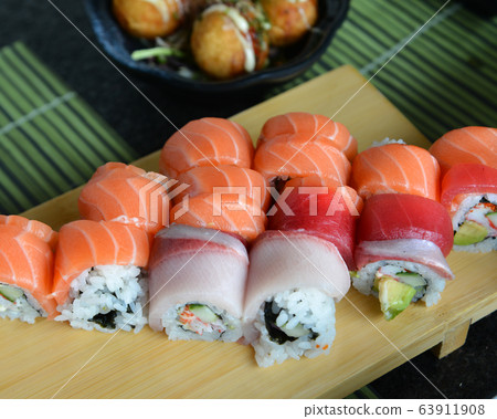 Sushi set on a table Sushi set on a table 63911908