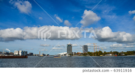 Landscape of Amsterdam strait in sunny day 63911916