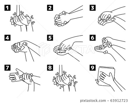 Hand washing procedure / method-black and white 63912723