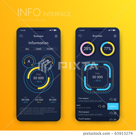 Mobile application interface. Ui design, vector 63913274