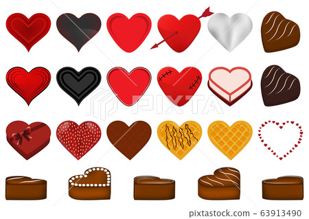 set different types beautiful red hearts for 63913490