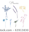 Vector illustration of plants and flowers in a glass vase Watercolor touch Natural Eucalyptus Nanten Muscari 63913830