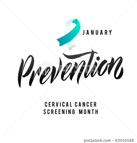 Prevention. Cervical Cancer Screening Vector Illustration. Ribbon around letters. Vector Stroke White and Teal Ribbon. January is Cervical Cancer Awareness Month Prevention. Cervical Cancer Screening Vector Illustration. Ribbon around letters. Vector Stroke White and Teal Ribbon. January is Cervical Cancer Awareness Month 63916588