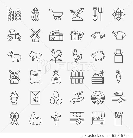 Farming Line Icons Set Farming Line Icons Set 63916764