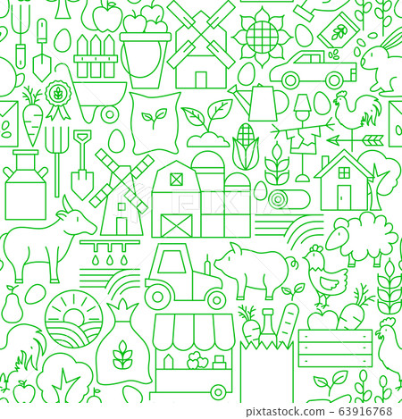 Farming Line Seamless Pattern - Stock Illustration [63916768] - PIXTA