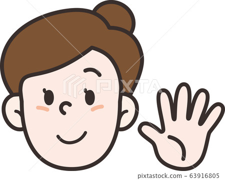 Woman front face hand par 63916805