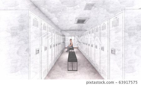 Shower room Men with people Illustration 25 63917575