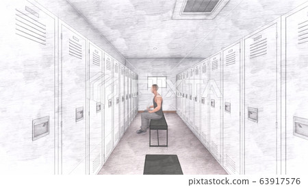 Shower room Men with people Illustration 26 63917576