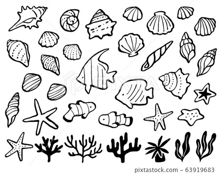 海主題手繪線描插圖集 63919683