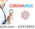 The doctor holds a black stethoscope with his hand. Concept: fight against coronavirus covid-19 63919856