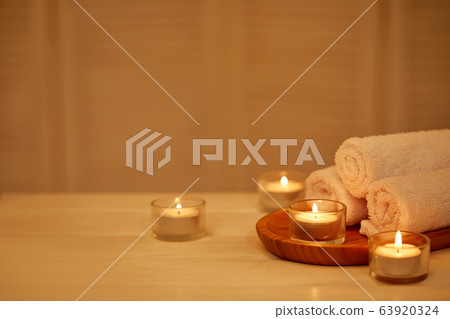 Spa treatments on white wooden table 63920324