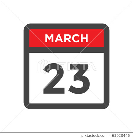 March 23 calendar icon with day of month March 23 calendar icon with day of month 63920446