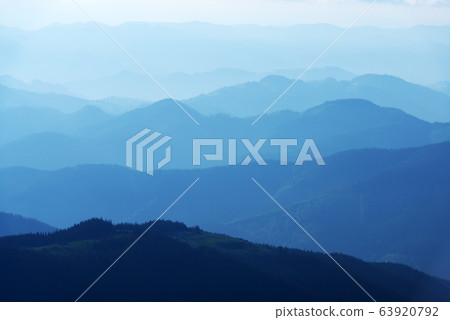 Beauty blue mountains range in Carpathians mountains 63920792