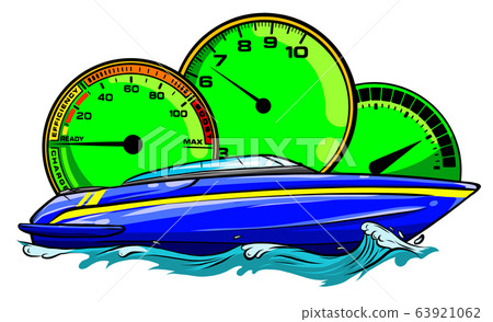 Racing boat. Top view. Vector illustration. Applique with realistic shadows. 63921062