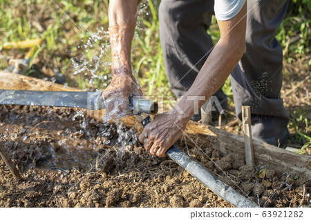 菜園，接水管，農耕，野菜畑、水道管、農業、Vegetable gardens, water pipe 63921282