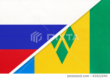 Russia vs Saint Vincent and Grenadines national flag Russia vs Saint Vincent and Grenadines national flag 63922040