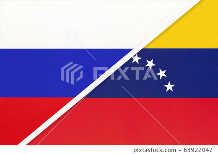 Russia vs Venezuela national flag from textile. Russia vs Venezuela national flag from textile. 63922042