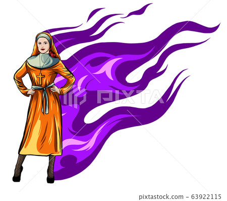 Isolated sexy nun. Beautiful and slim woman in nun costume on white background. vector Isolated sexy nun. Beautiful and slim woman in nun costume on white background. vector 63922115