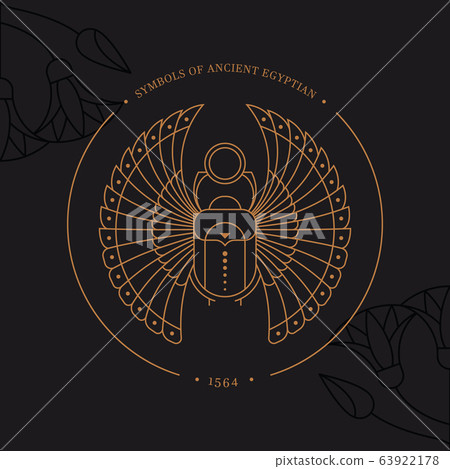 Circular illustration of the Egyptian scarab-插圖素材[63922178 