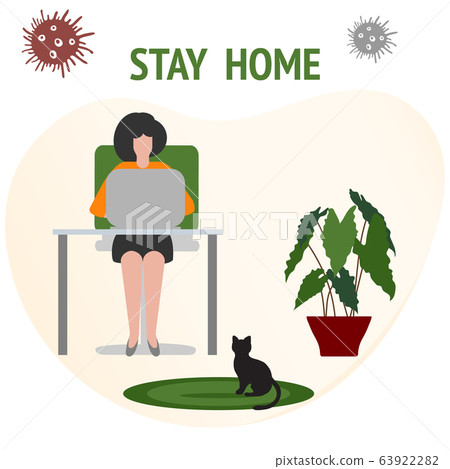 Coronavirus Stop Quarantine Stay home Remote work 63922282