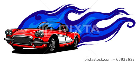 Sports car emblem with fire flames. Textile prints, vinyl stickers and decals for auto. Sports car emblem with fire flames. Textile prints, vinyl stickers and decals for auto. 63922652